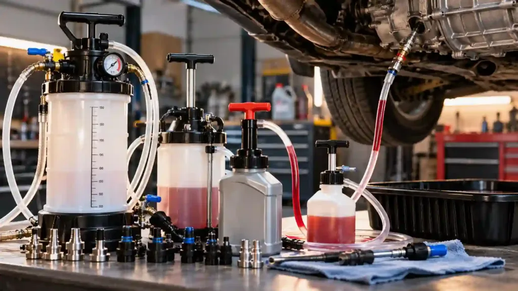 Transmission fluid pumps and adapters for automotive transmission service